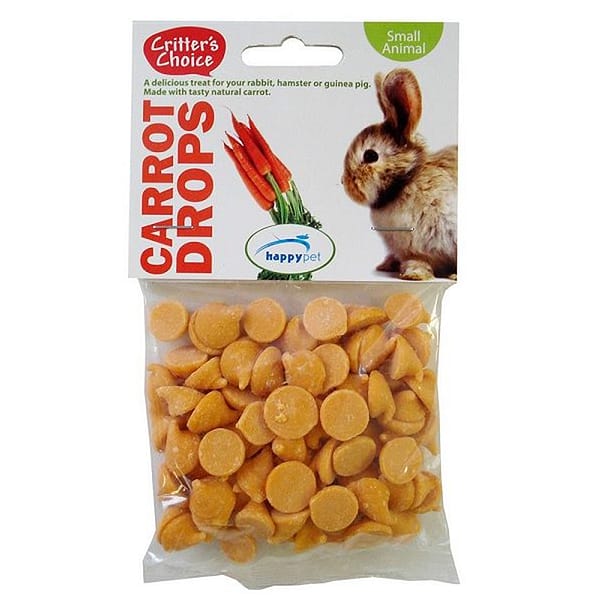Bag of carrot drops small animal treats with rabbit on