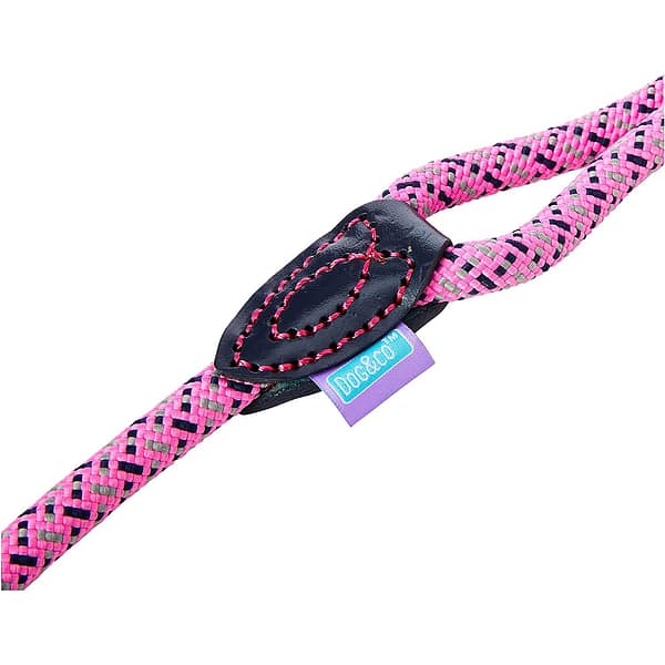 DL4749 Dog & Co Pink Slip Lead Close Up Leather Tab 1000 DL4749 Dog & Co Pink Slip Lead Close Up Leather Tab 1000