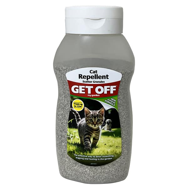 Bottle of clay granules cat deterrent