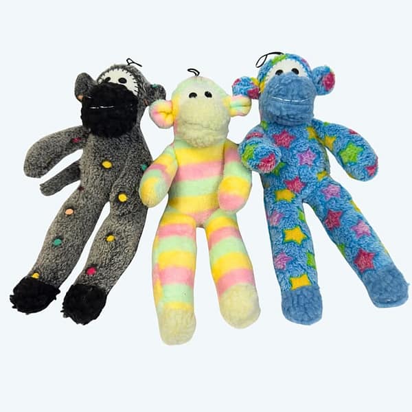 Set of 3 Cute Sock Monkey Soft dog/puppy toys