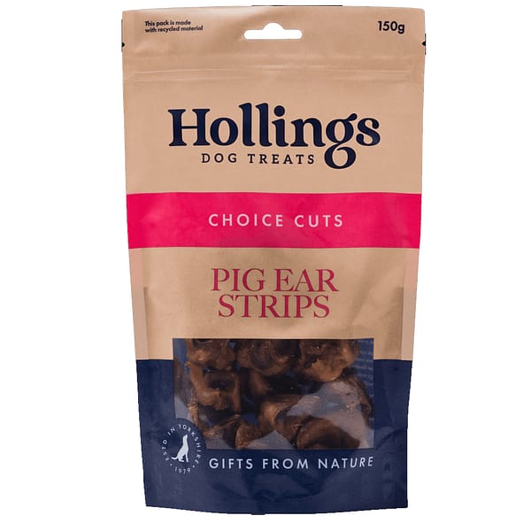 150g pack of Pig Ear Strips Natural Dog Treats