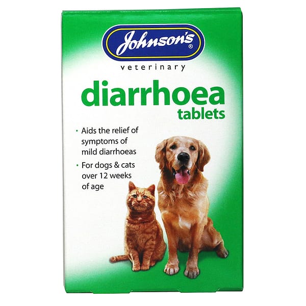 green and white packet of tablets with a cat and dog on front