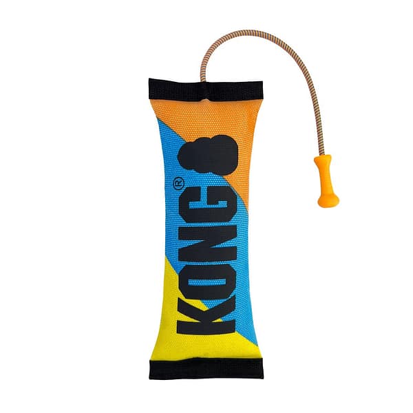 KONG Bunji Hi Viz Bumper Stripe 1080px KONG Hi Viz fetch dog toy with rope on one end