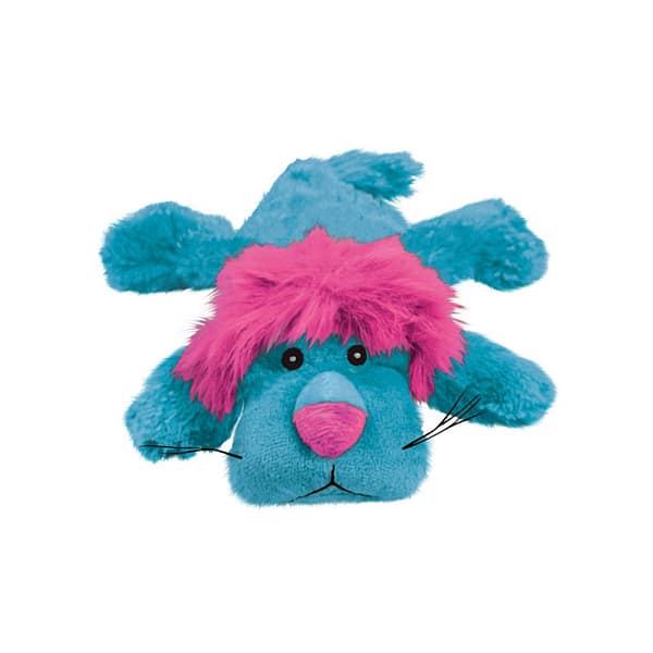 KONG Cozie Brights Med Lion 1024 KONG plush Blue Lion with pink hair and nose dog toy