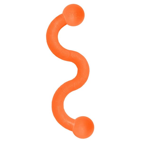 KONG Ogee Stick Large Orange 1024 KONG Ogee Stick - wavy orange rubber stick dog toy