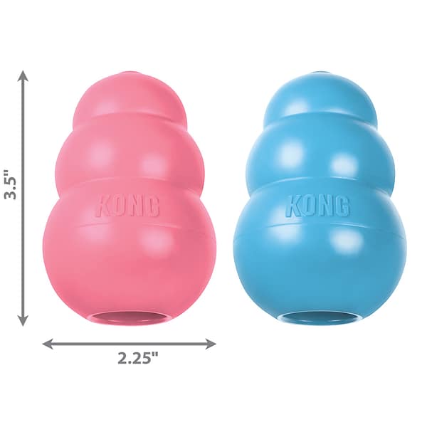KONG Puppy Medium Dimensions 1024 KONG Blue and Pink Puppy Medium dog toy with dimensions
