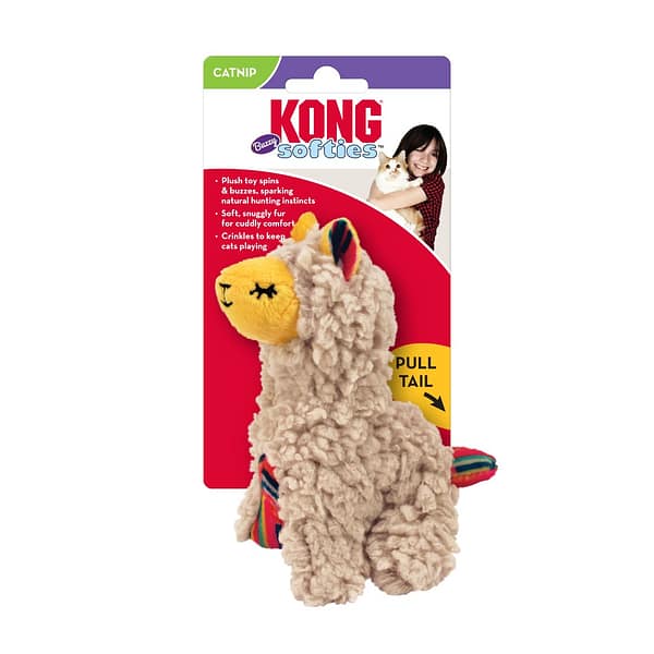 KONG Softies Buzzy Llama Cat Toy On Card 1080px KONG Softies Buzzy Llama Cat Toy On Card 1080px