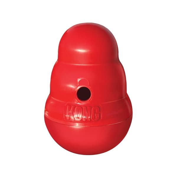 Big red KONG Wobbler treat dispensing dog toy