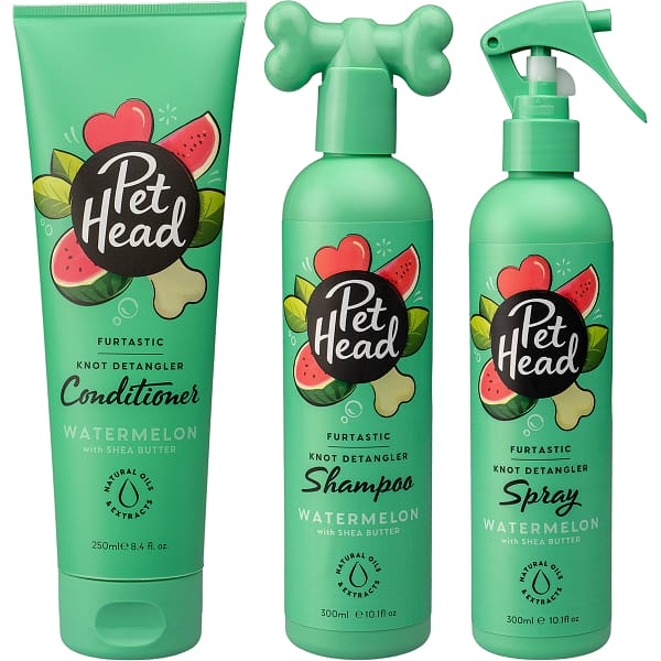 Set of 3 bottles of Pet Head Furtastic Dog Shampoo, Conditioner and Spray