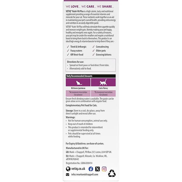 VetIQ Nutri-Vit Cats Back Of Pack 1080 VetIQ Nutri-Vit Cats Back Of Pack 1080