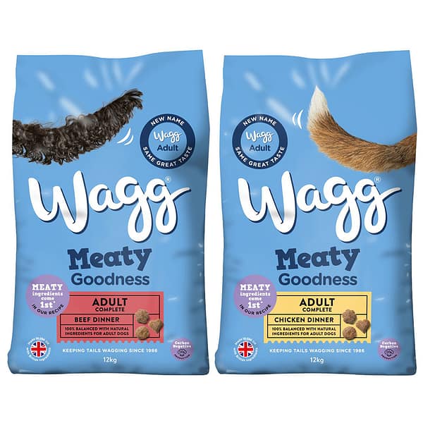 2 Bags of Wagg Meaty Goodness Dry Dog Food, Beef & Chicken