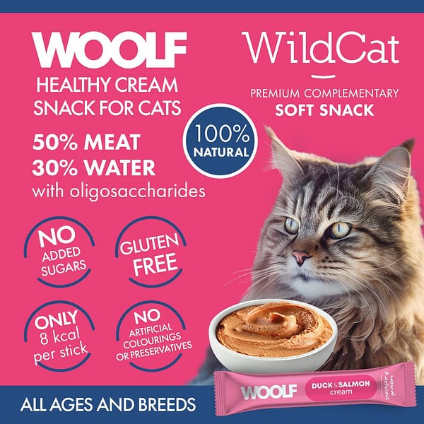Woolf WildCat Creams Duck Salmon F&B 1080px Woolf WildCat Creams Duck Salmon F&B 1080px