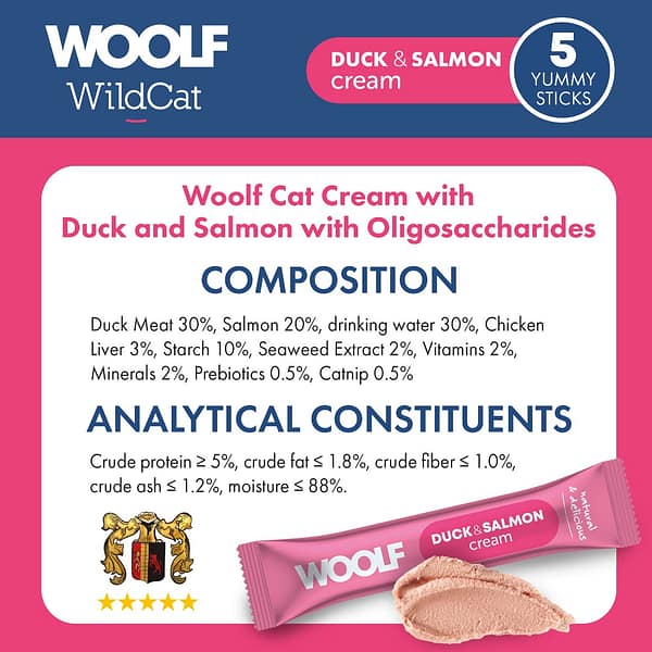 Woolf WildCat Creams Duck Salmon Ingredients 1080px Woolf WildCat Creams Duck Salmon Ingredients 1080px