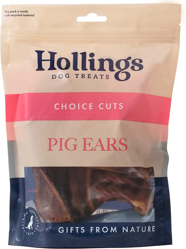 Packet of Hollings Pig Ears Natural Dog Treats