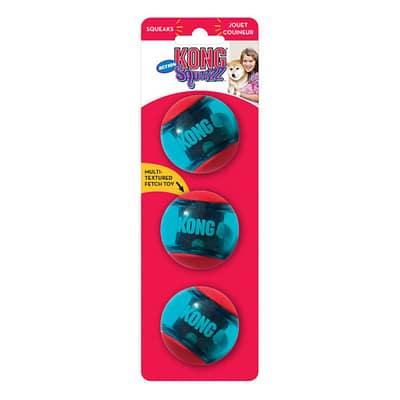 Pack of 3 Blue and Red KONG Dog Balls