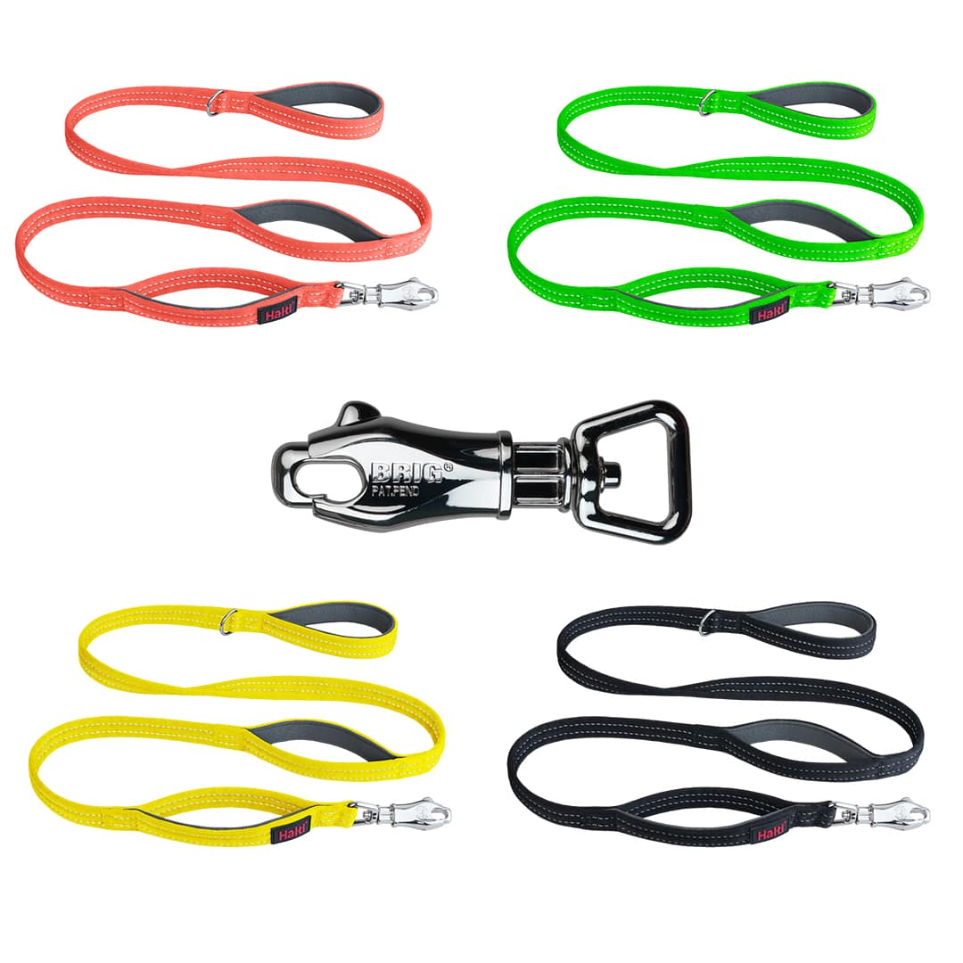 Halti BRIG Safety Dog Lead 1 Set of 4 colours HALTI BRIG Safety Dog Lead with Clip in centre
