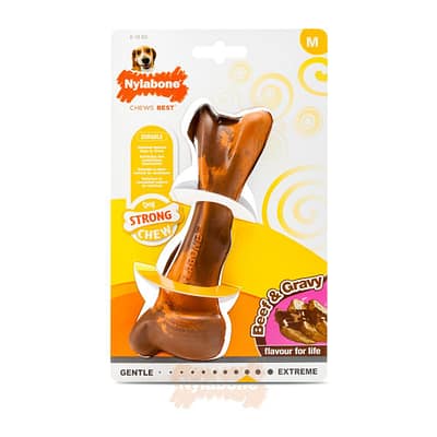 Nylabone Strong Rubber Bone Beef and Gravy Medium Dog Chew