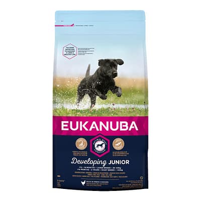 Bag of Eukanuba Junior Dog food for large breeds