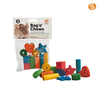 12 Pack of colourful wooden small animal chews