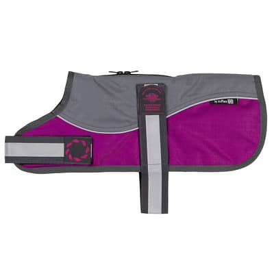 aniMate Grey/Raspberry Padded Harness Dog Coat
