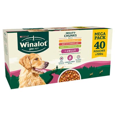 Winalot Meaty Chunks Pouches Mega Pack Mixed Chunks in Jelly 100g 40pk