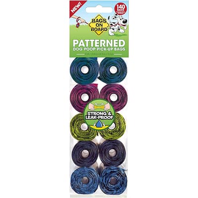 10 Rolls of patterned dog poo bags